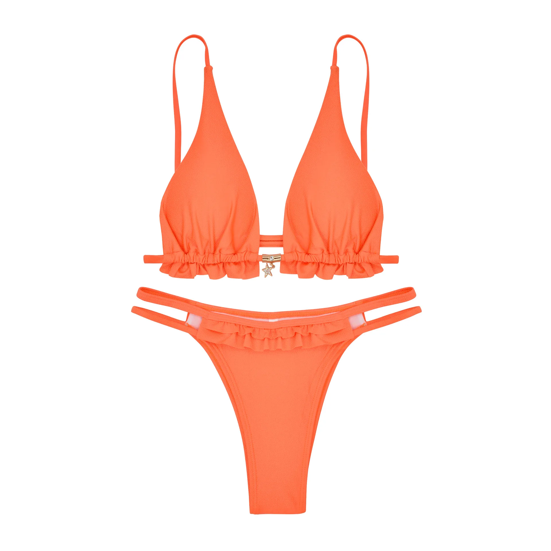 

Ruffle S - L Chic Cut Out Bikini Women Swimwear Female Swimsuit Two-pieces Bikini set Brazilian Bather Bathing Suit Swim 2025