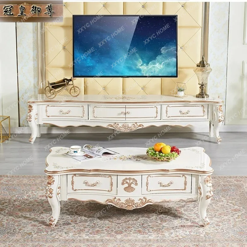 

L Coffee Table and TV Cabinet Set Simple Luxury Modern Living Room Arc-Shaped Large and Small TV Coffee Table