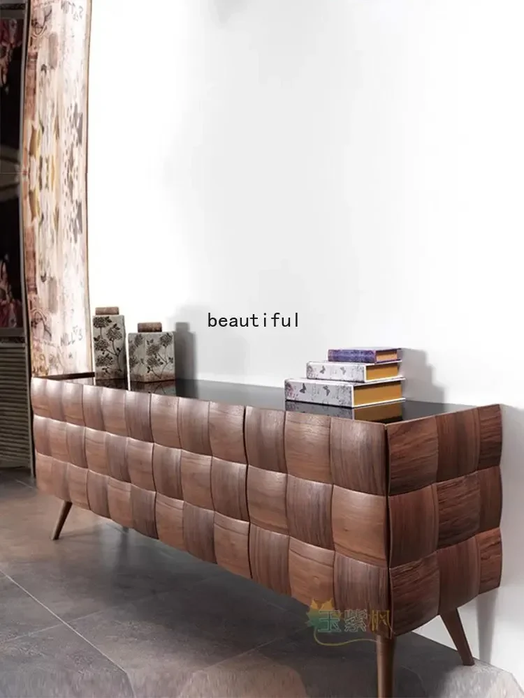 

Nordic Retro Wall Living Room Locker Villa Walnut Color