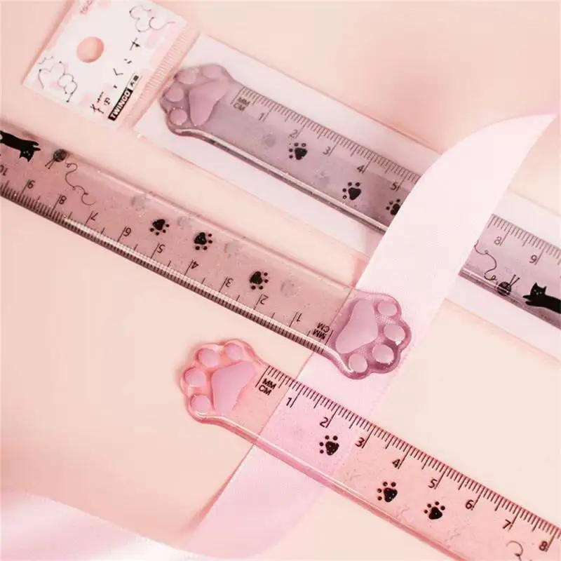 Cute Cat Paw Plastic Straight Rulers Kawaii School Office Supplies Planner Accessories Student Prize Drawing tools