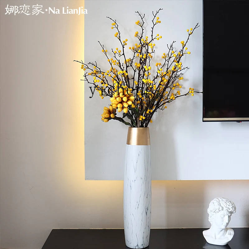 

ZYA minimalist light luxury ceramic floor-to-ceiling large vase ornament, living room TV cabinet entrance decoration