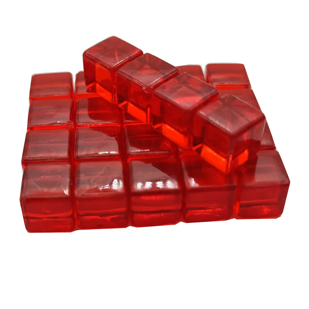 

50Pcs/set 8mm Transparent red Cubes Blocks Dice Chess Piece With Right Angle Sieve For Puzzle Board Games. DropShipping