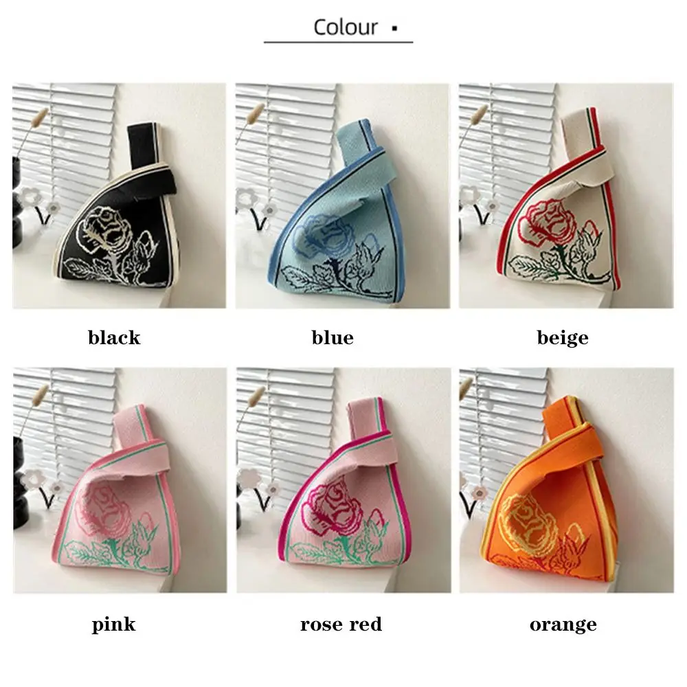 Reusable Knot Handmade Tote Bag Knit Handbag Wrist Bag Shopping Bags