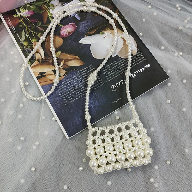 DIY Handmade Woven Pearl Purse para Crianças, Sacos Crossbody para Bebês Meninas, Pequena Bolsa Carteira, Bolsas e Bolsas para Crianças, Presente