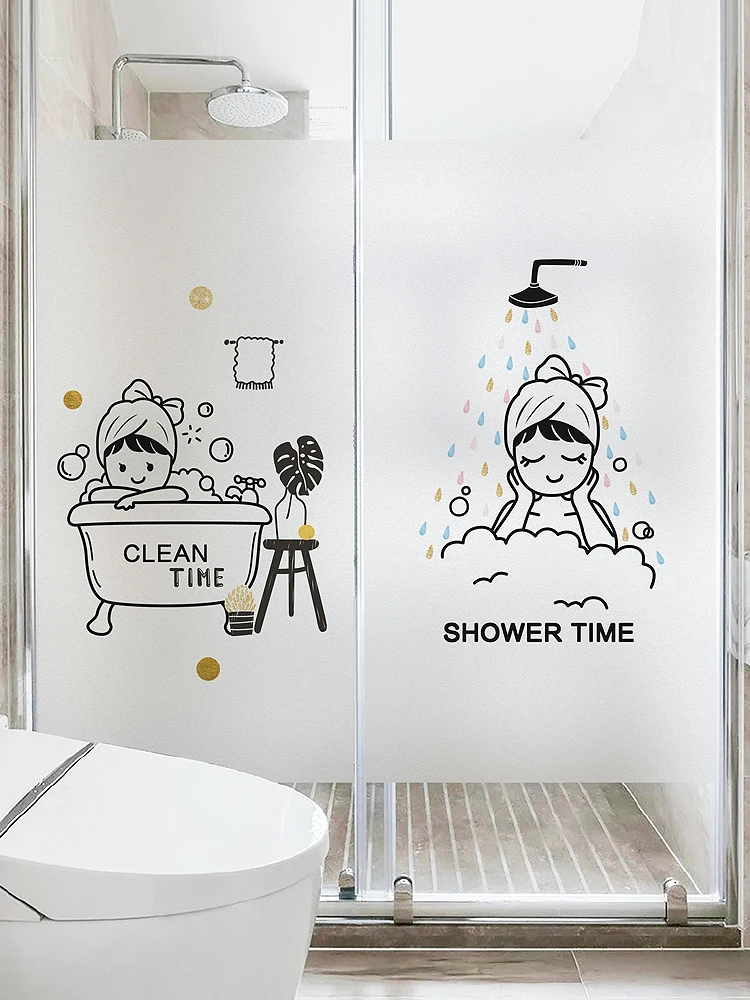 Anti-glare Bathroom Glass Decorative Films Transparent Opaque Bathroom Door Shower Room Toilet Anti-peep Window Film Stickers