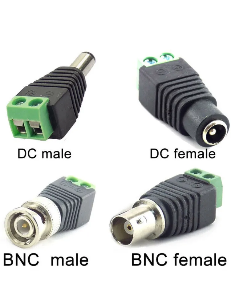 2/5/10pcs 12V DC BNC Male Female Connector Coax CAT5 Video Balun Adapter Plug For Led Strip Lights CCTV Camera Accessories