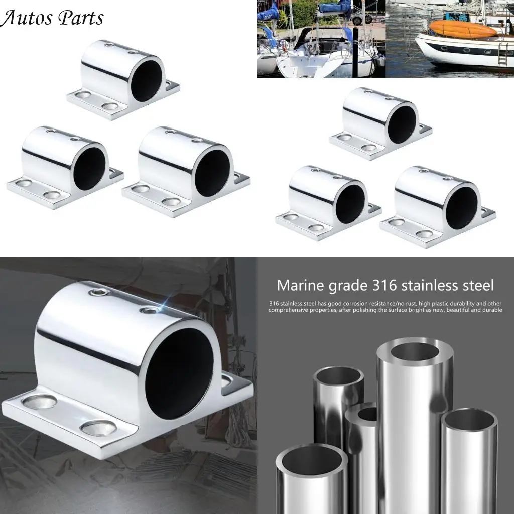 57BA Stainless Steel Square Post Base Bracket Holder for Boat Deck Railing Yacht Handrail Fittings Marine Hardware Accessory