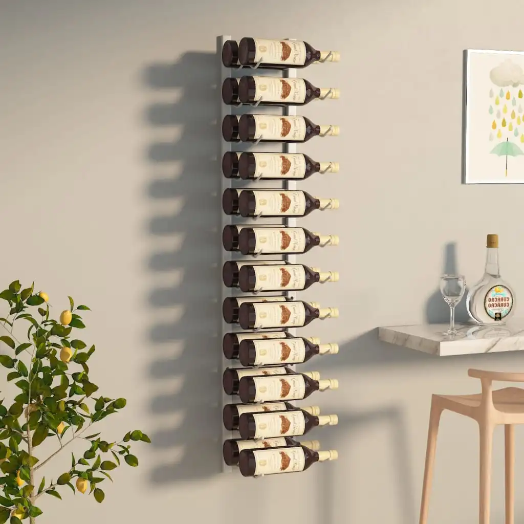 

vidaXL Wall Mounted Wine Rack for 24 Bottles White Iron Bar utensils/baskets/racks