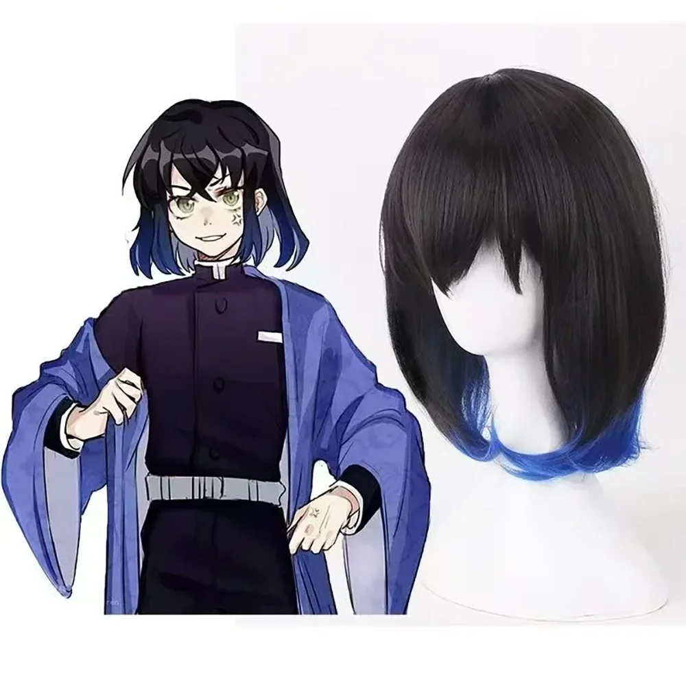 

Anime Hashibira Inosuke‌ Cosplay Synthetic Hair Black And Blue Gradient Halloween Christmas Daily Party Wig Heat Resistance