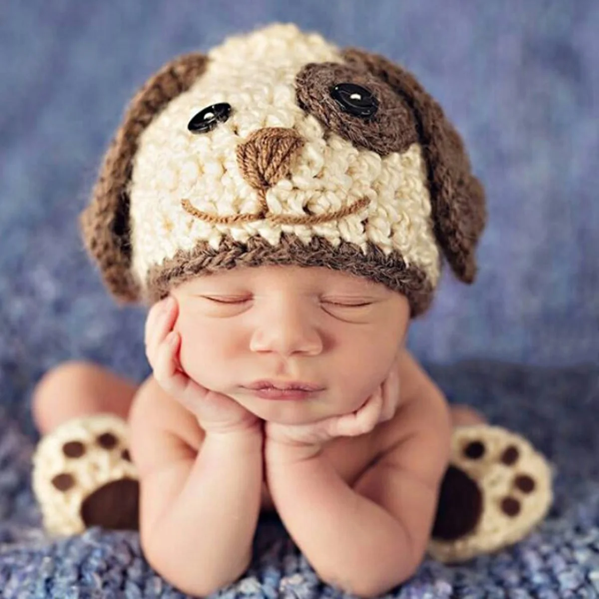 

Knitted Hat Newborn Photo Prop Decor Baby Photography Creative Beanie Puppy Cap Photo Hat Size Fit Most Comfortable Wear Lovely