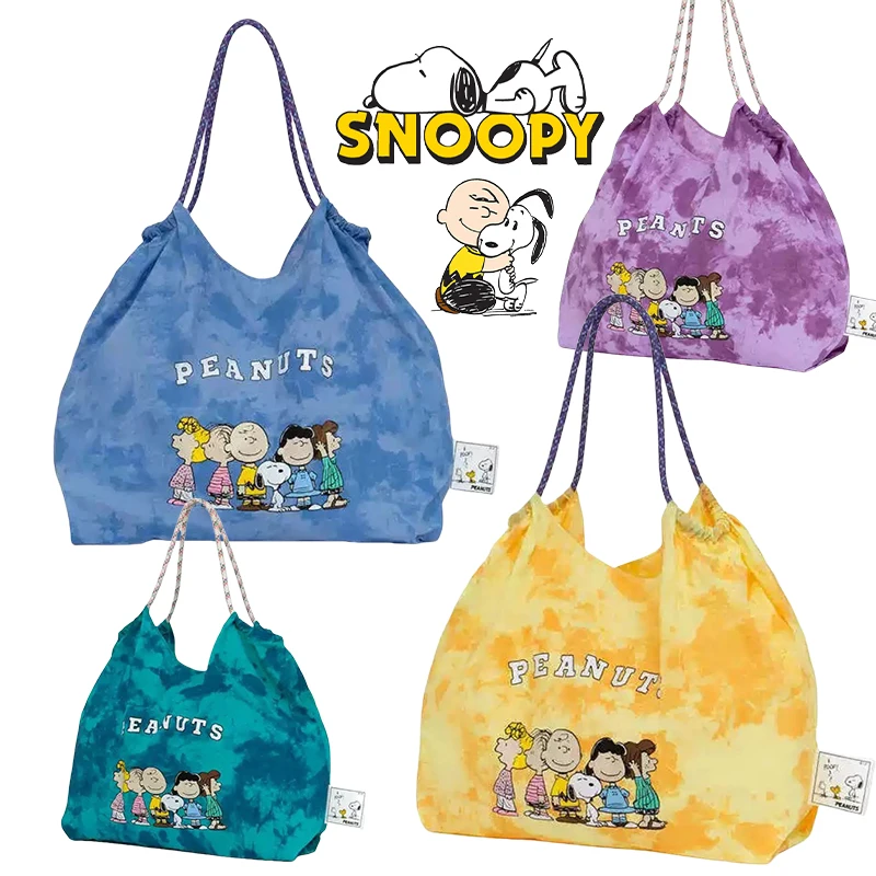 

Snoopy Handbag Soft Lightweight Cartoon Shoulder Shopping Bags Student Folding Tote Bag Casual Satchel Girl Anime Cosmetic Bag