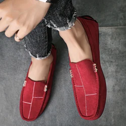 Men Casual Shoes Luxury Brand 2023 Men Loafers Moccasin Breathable Slip on Comfortable Driving Shoes Red Easy jumper bean shoes