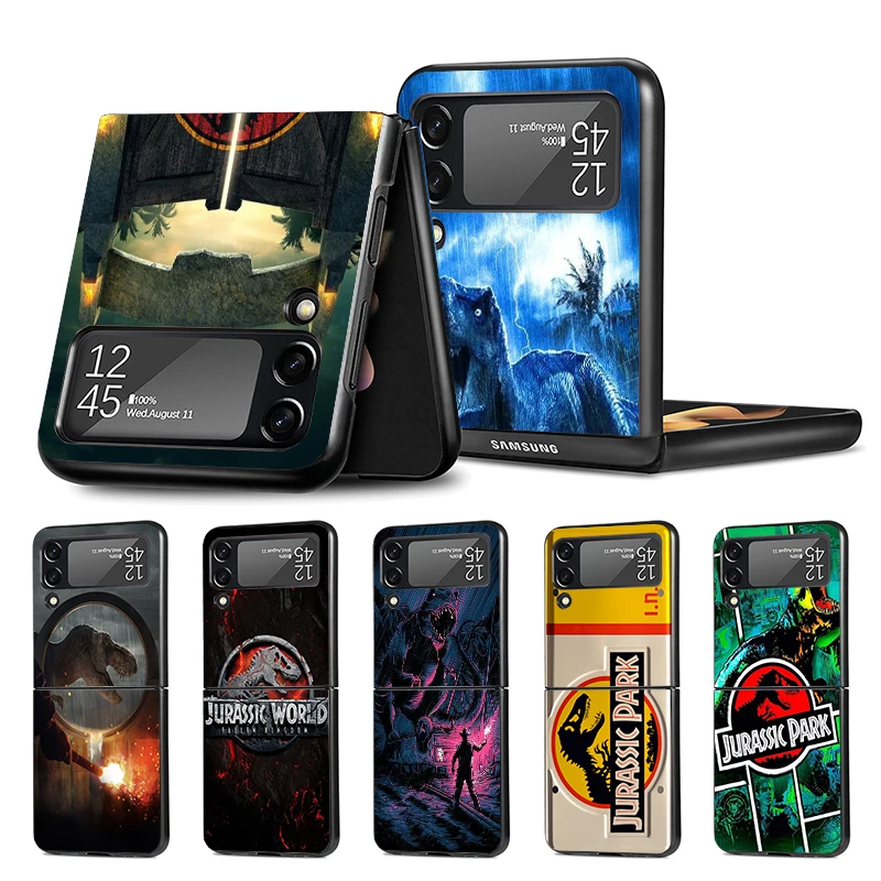 J-Jurassic Park Dinosaur World Z Flip 4 Z Flip 4 Phnoe Case For Samsung Z Flip 3 5 5G Black Hard Shell Galaxy ZFlip3 ZFlip4 ZFli