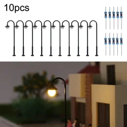 10szt Model Lampy Kolejowe Led 1:160 N Skala Kinkiety Zewnętrzne 4.5cm Okrągła Głowa Domy Uliczne Budynek Ozdoba Domu