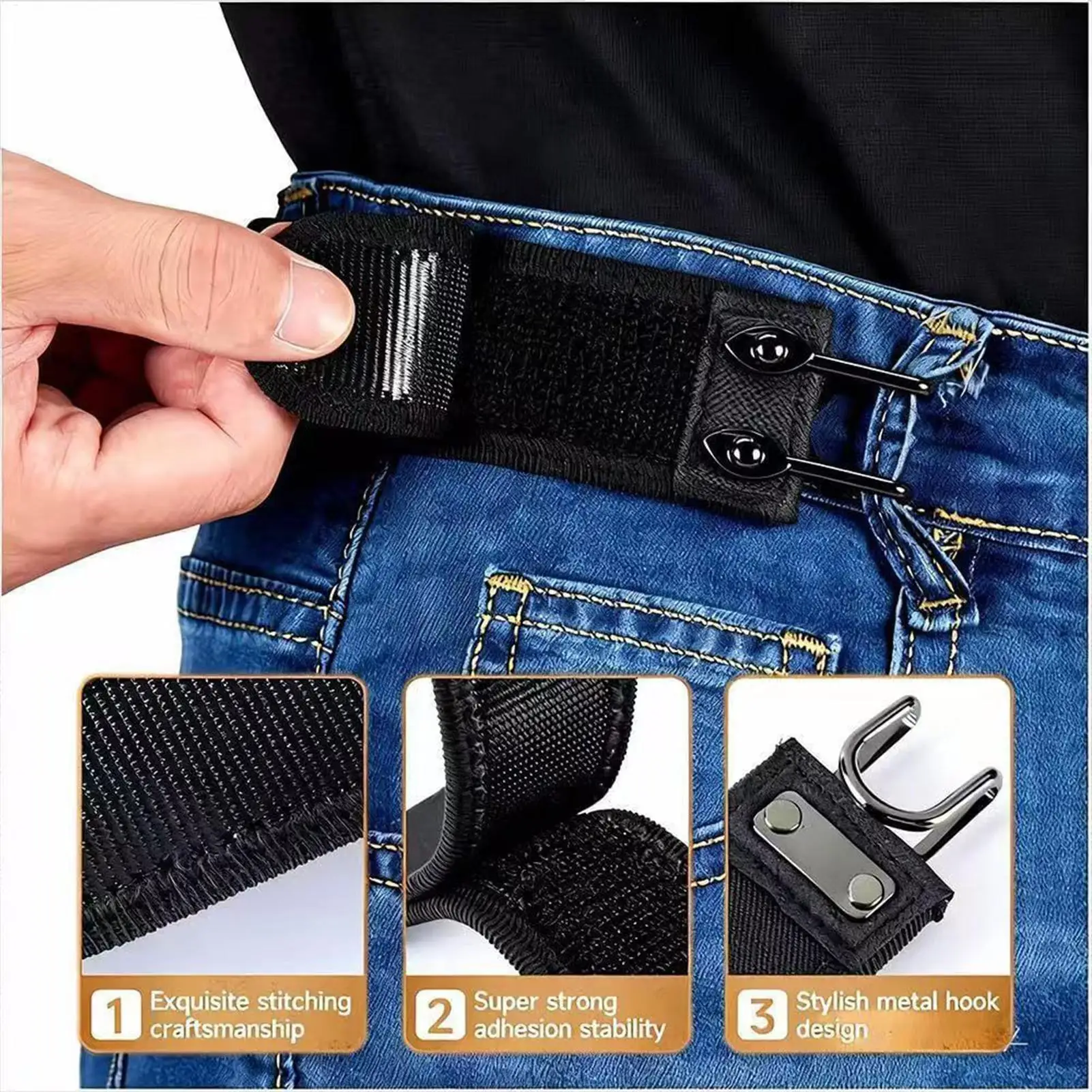 Ceinture sans boucle, 2 pièces, ceinture extensible sans boucle, ceinture élastique pratique pour la marche, les trajets quotidiens, le bureau, décontracté