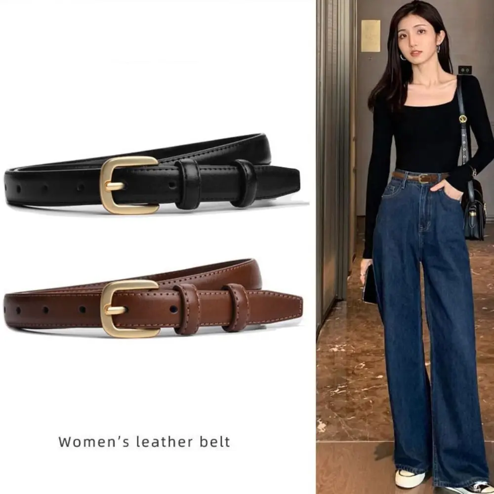 Black Needle Buckle Leather Fashion Belt with Jeans Belt Strap PU Leather Waist Belt Korean Version Simple