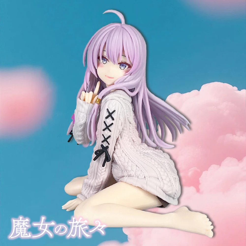 

14cm The Journey of Elaina Anime Figure Knit Dress Witch Elaina Action Figure PVC Collection Model Doll Toys for Christmas Gifts