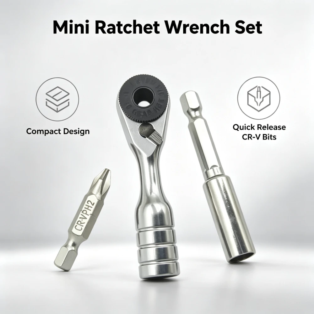 1/4Inch Miniature Ratchet Wrench Features 60 Tooth Gear and Interfaces for Efficiency Small Space Equipment