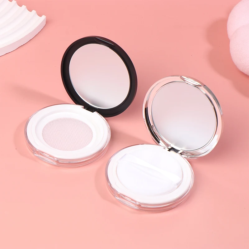 Pote recarregável de maquiagem cosmética, 5g, mini malha elástica ultrafina com espelho, portátil, embalagem de pó solto, caixa vazia