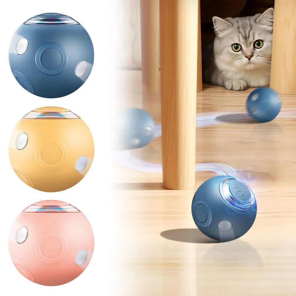 High Quality Smart Cat Toys Automatic Rolling Ball Electric Silicone Anti-Bite Anti-Fall Rotating Shine Interactive Pet Dog Toy