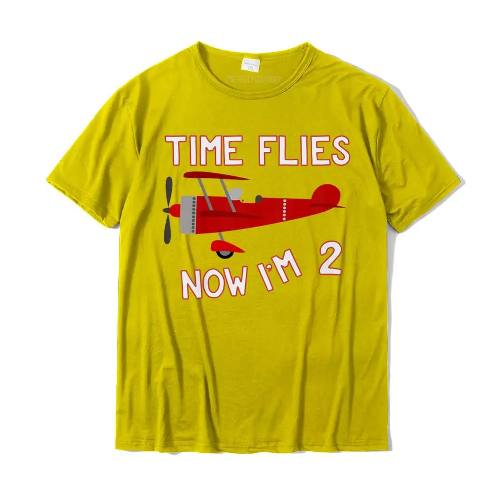 Man 2nd Birthday Airplane T Shirt Time Flies Now I'm 2 Cotton Top T-Shirts For Men Crazy Tees Cute Design