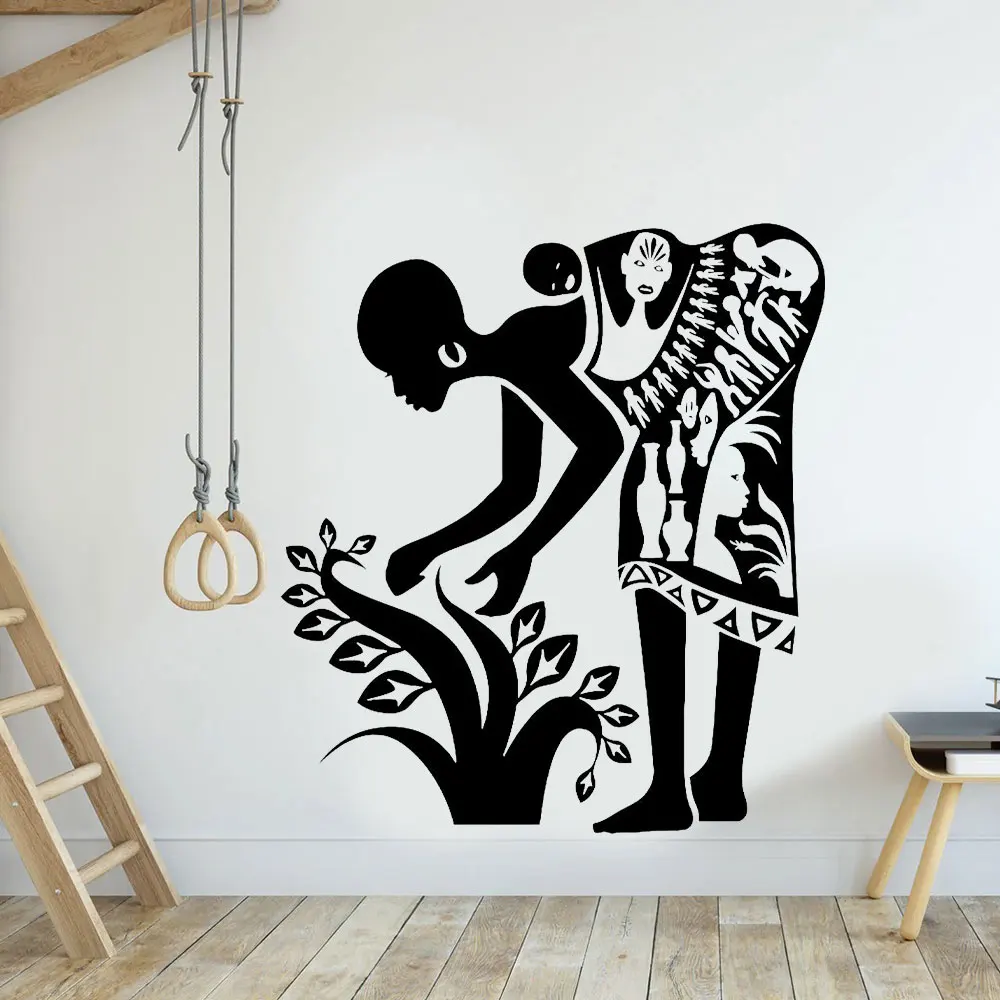 

Tribal Ethnic African Working Woman Baby Silhouette Wall Sticker Vinyl Art Home Decor Design Room Decals Removable Murals AC46