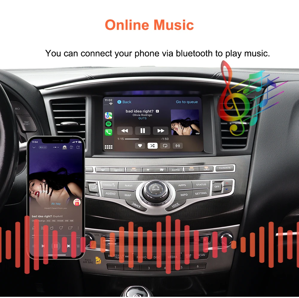 Bonroad Wireless CarPlay-Modul für Infiniti QX60 2019 Nissan Patrol 2018-2019 Android Auto Decoder Box Mirror Link Airplay – Detail 11