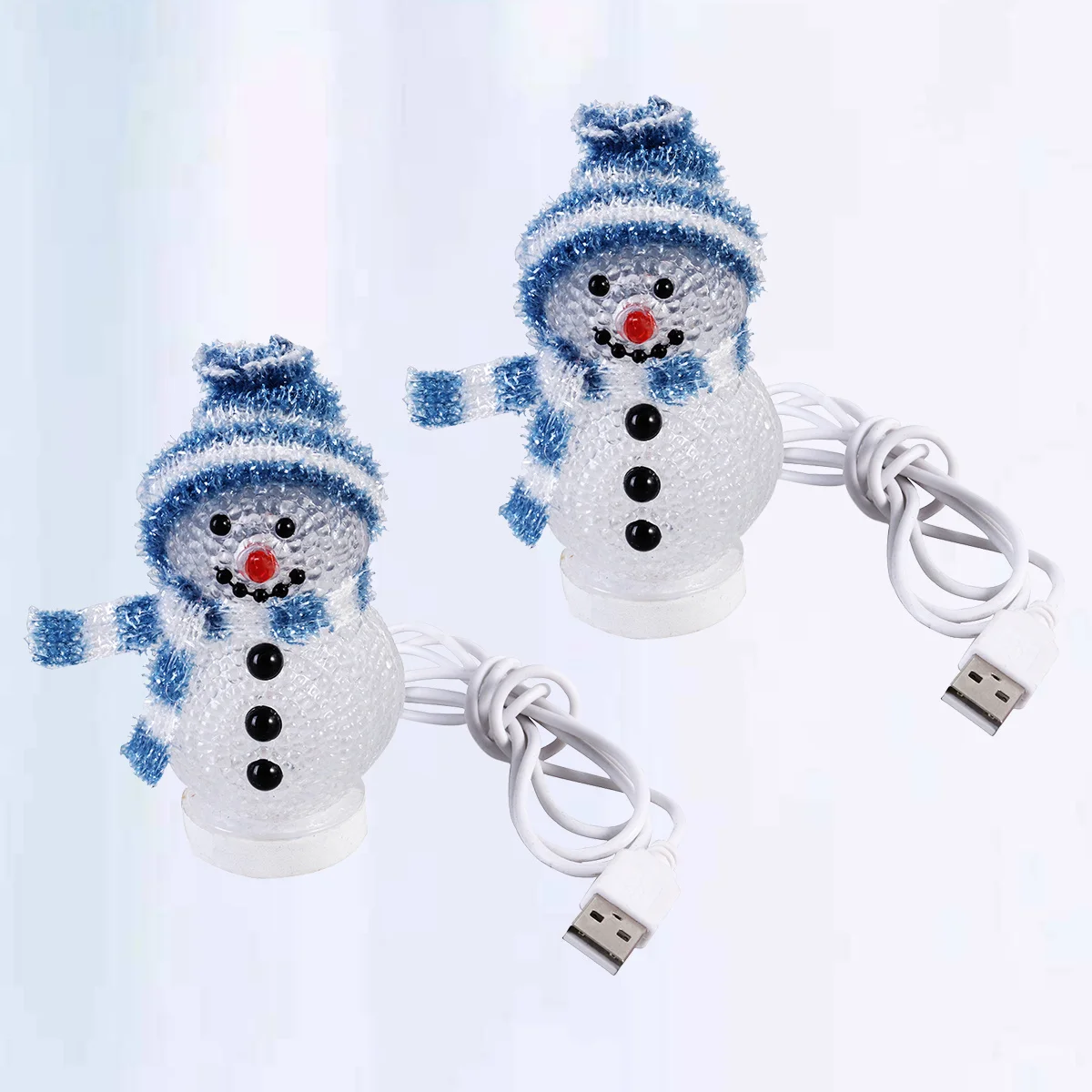 2pcs Led Snowman Night Light Lamp, Cartoon Glow Home Decor, Blue White Hat, Christmas Table Lamp For Bedroom Living Room Kids