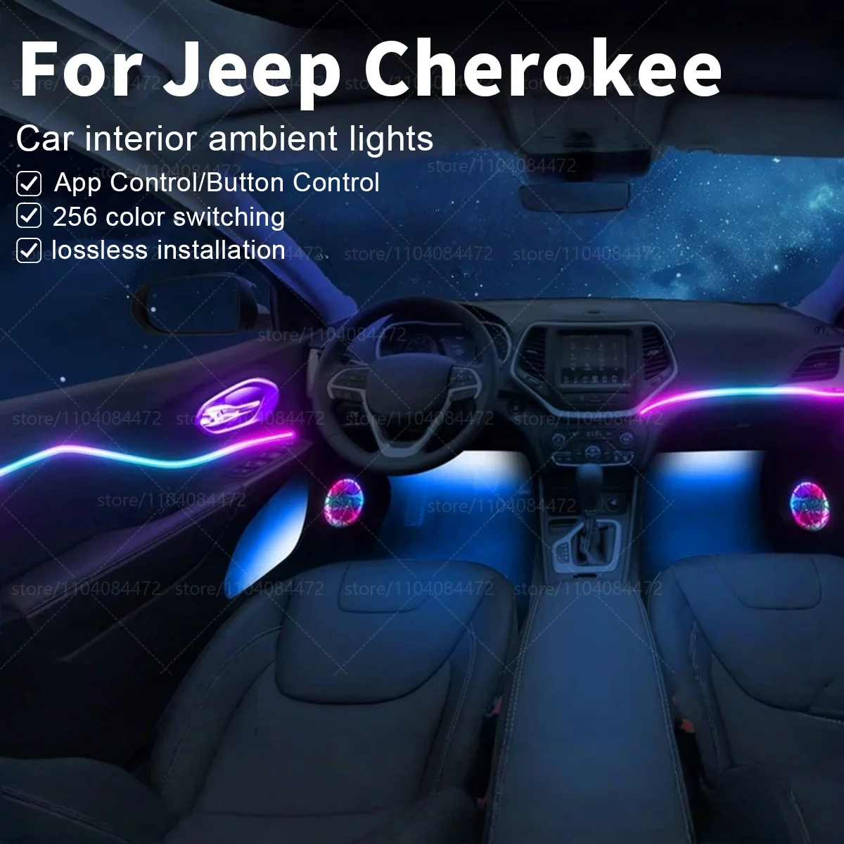 

Для Jeep Cherokee 22in1 RGB интерьер автомобиля акриловые автомобильные окружающие освещение RGB скрытая акриловая полоса украшения атмосфера аксессуары