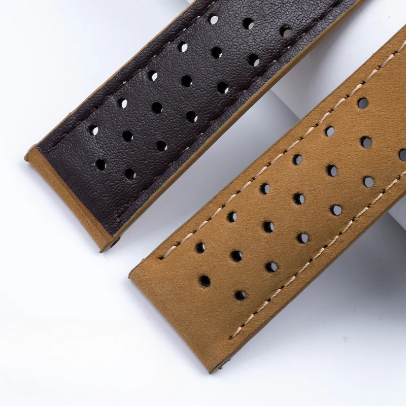 Acessórios de relógio de couro genuíno para tag heuer série super respirável design pulseira de relógio fivela dobrável 20 22 24mm