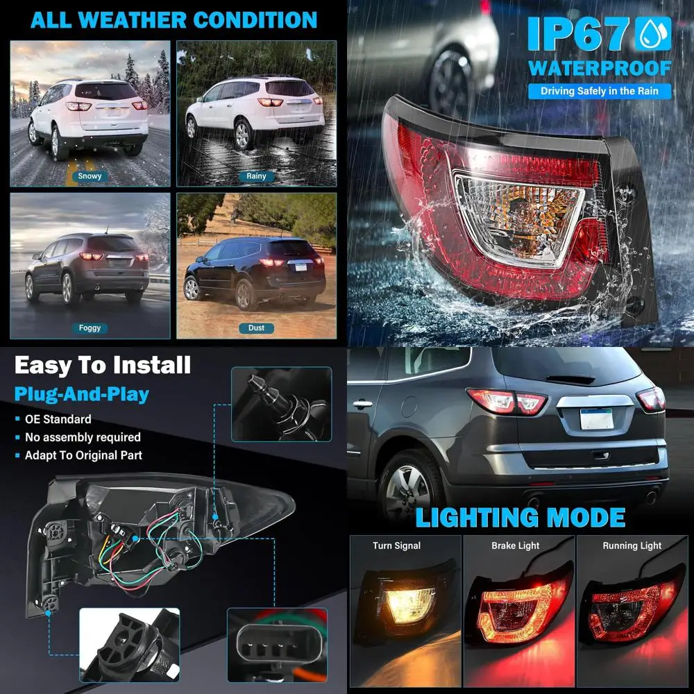 

2013-2017 Chevy Traverse Left Driver Side Rear Tail Light Assembly - Halogen, Brake & Turn Signal Lamp