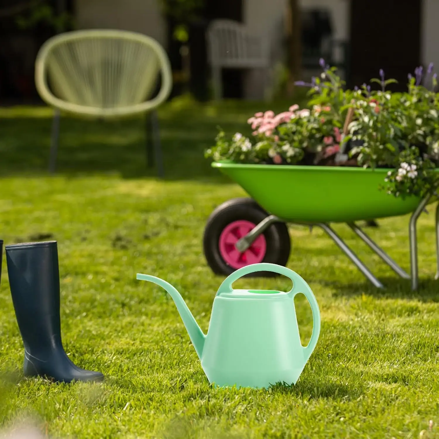 Plastic Watering Can 1 Gallon Pine Green with Long Spout for Indoor Outdoor Garden Plants view 5