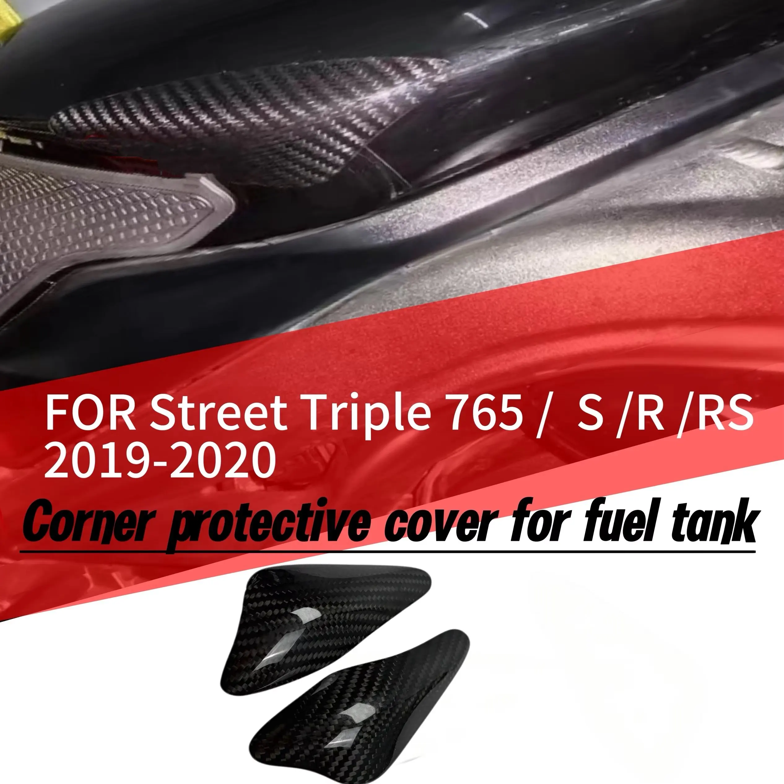 Motorcycle Carbon Fiber Fuel Tank Slider & Corner Protector, Compatible with Street Triple 765/S/R/RS  2019-2020 Mod Accessories