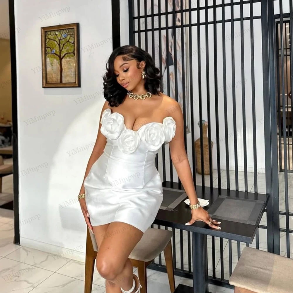 African White Short Cocktail Dresses for Women Sleeveless Corset Mini Birthday Party Gowns Dating Night Club Gown Customized