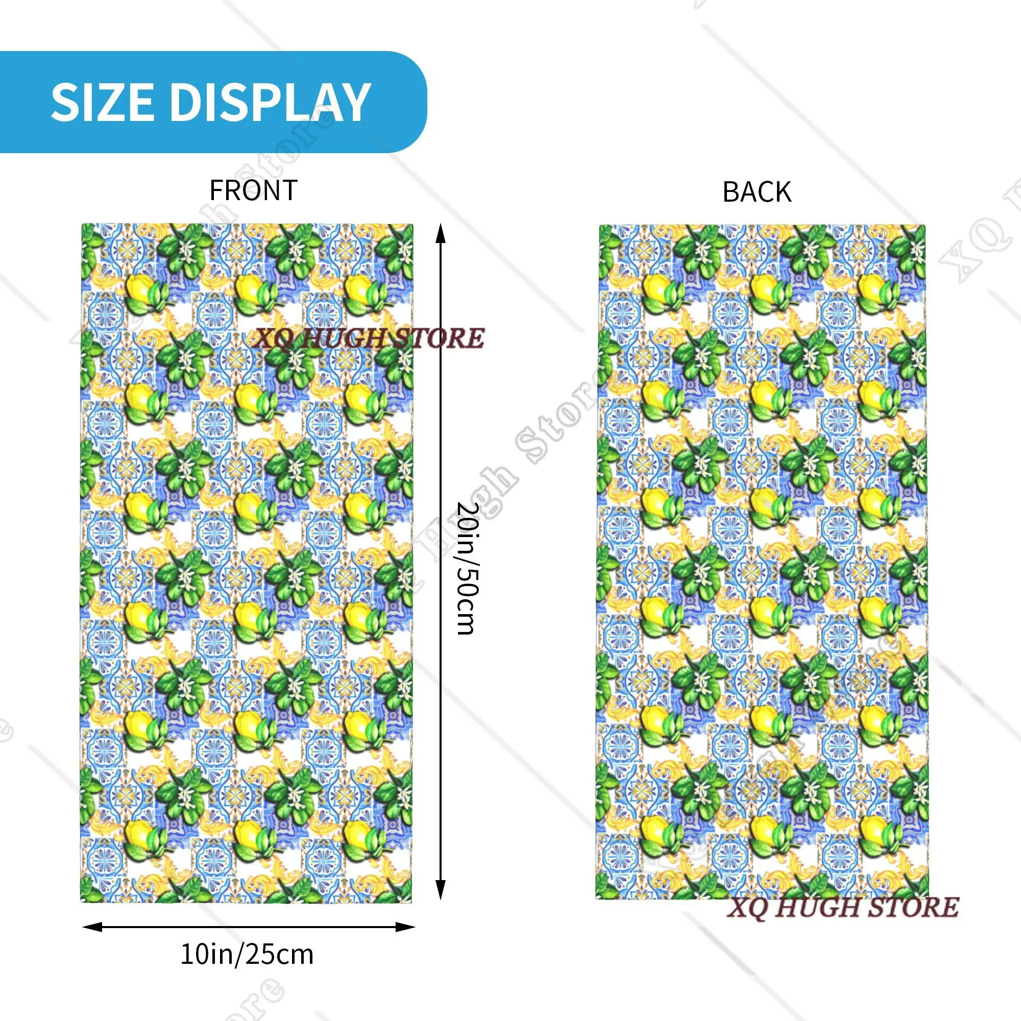 Mediterranean Tiles Summer Fruit Lemons Bandana Winter Neck Warmer Men Windproof Wrap Face Scarf for Hiking  Gaiter Headband
