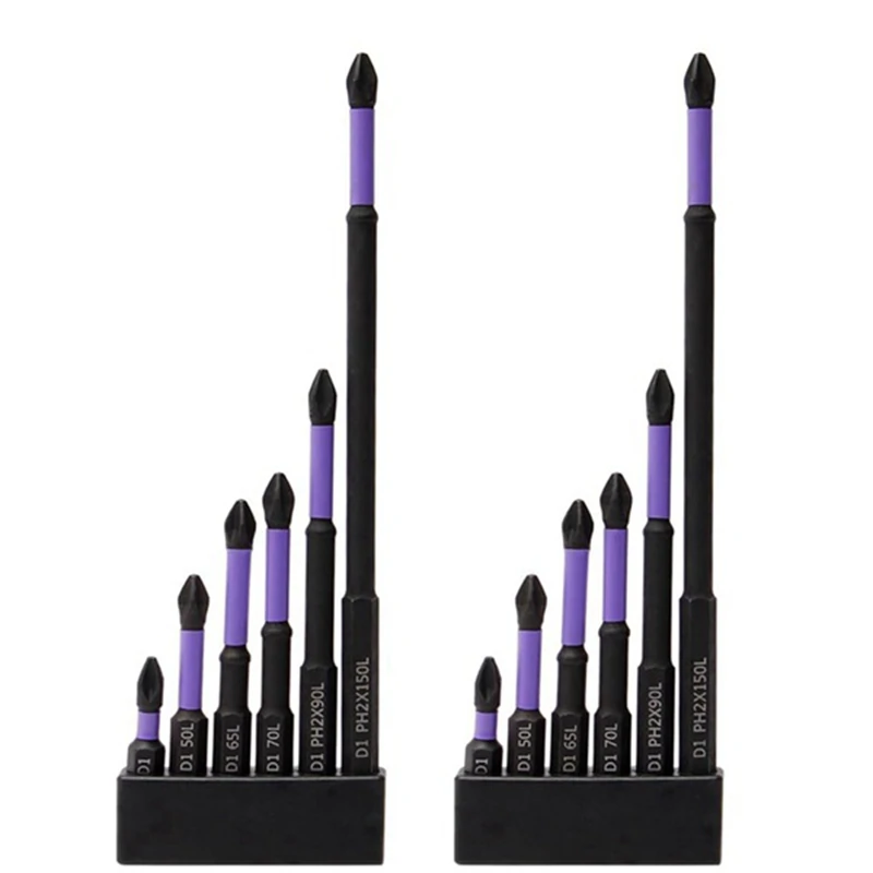 Magnetic Screwdriver Bit Set Kit 12Pcs Magnetic Bits Drill Bits, D1 Alloy Steel Impact Resistance And Non-Slip Toothed Bits Kit