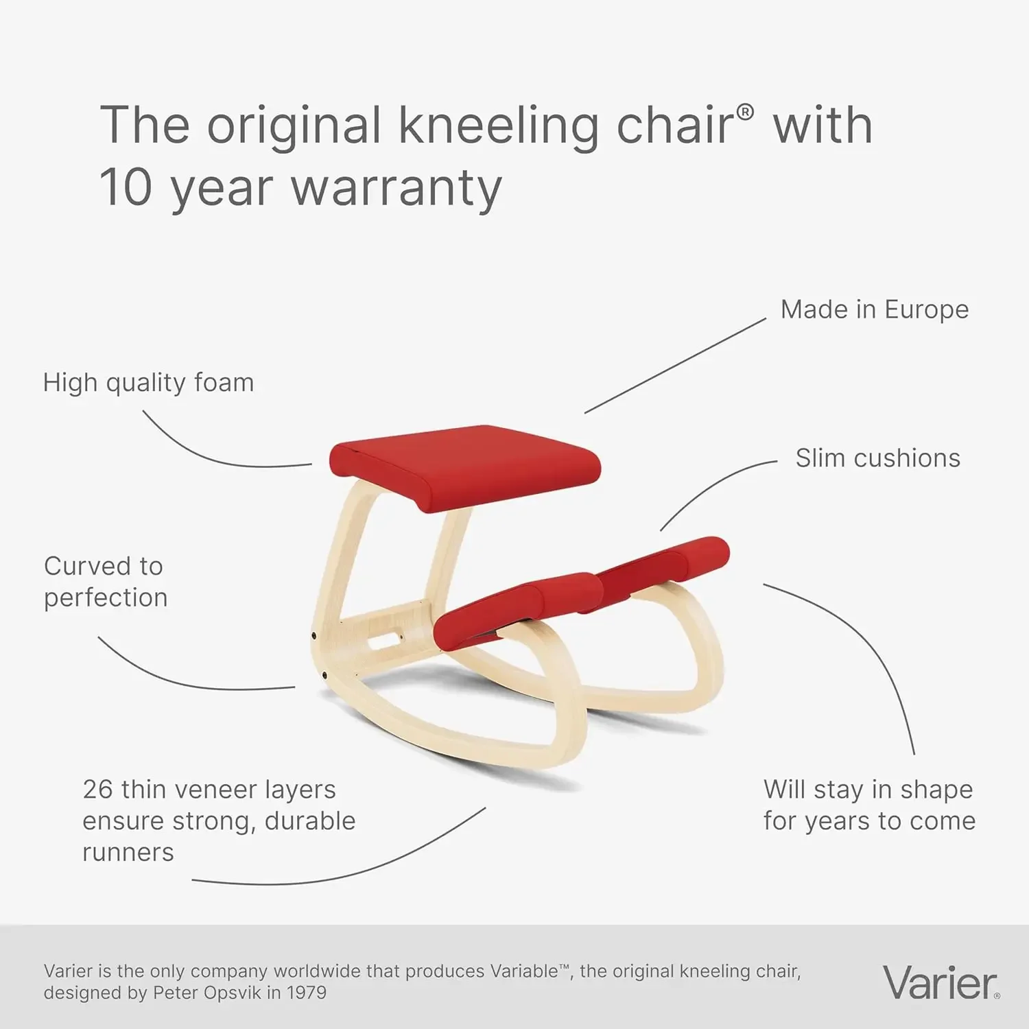 Varier Variable Balans, Original Kneeling Chair, Ergonomic Office Chair, 10-Year Limited Warranty, Designed by Peter Opsvik Blac