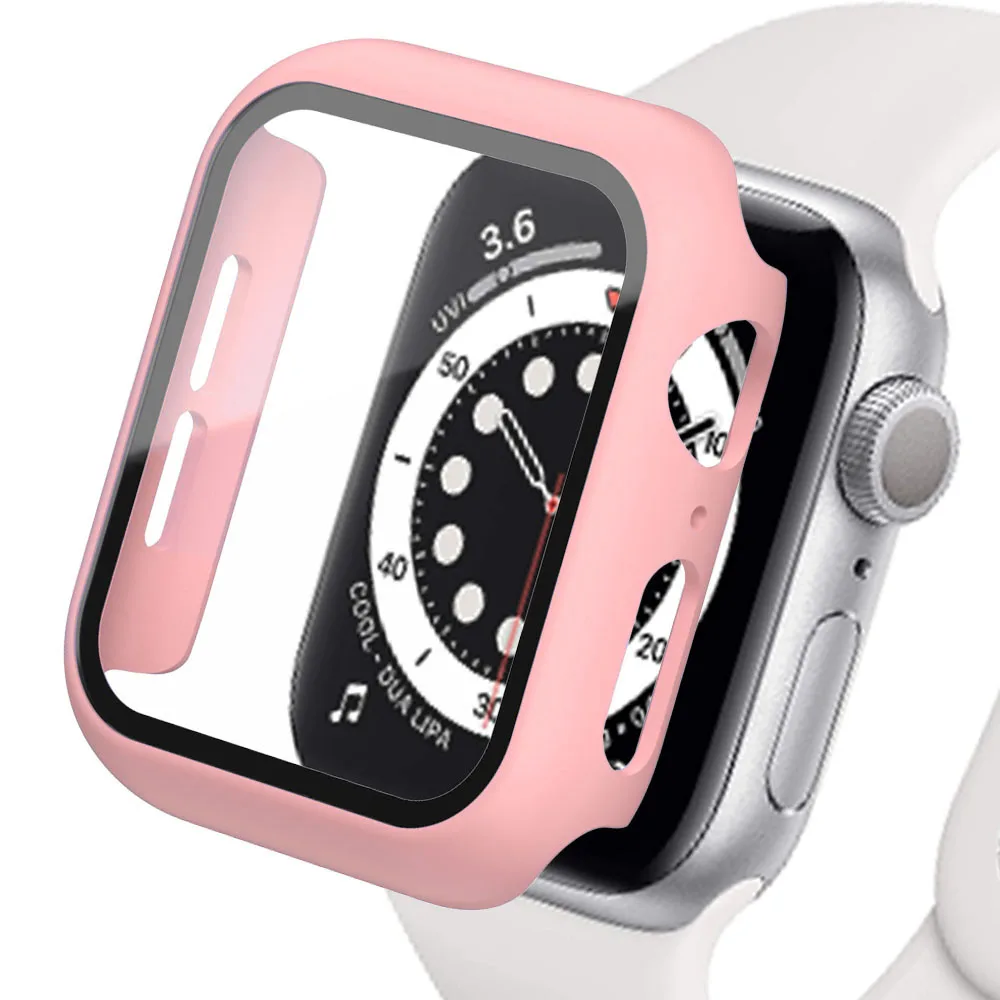 Gehard glas + cover voor Apple Watch-accessoires 45 mm 41 mm 44 mm 40 mm 42 mm Screenprotector Apple Watch Case serie 9 4 5 6 SE 7 8 - afbeelding 1