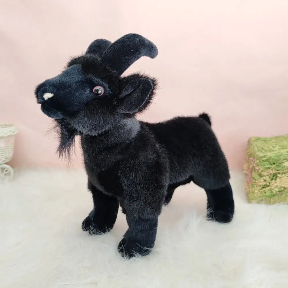 Simulation PP Cotton Baby Goat Fluffy Stuffed Horned Sheep Cute Soft Baby Goat Keychain Children