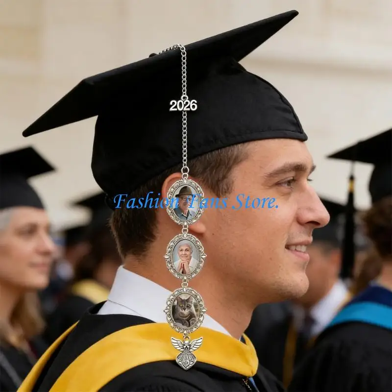  Zinc Metal Graduation Cap Pendant with Customizable Nameplate Doctoral Cap Ornament For Students And Teachers