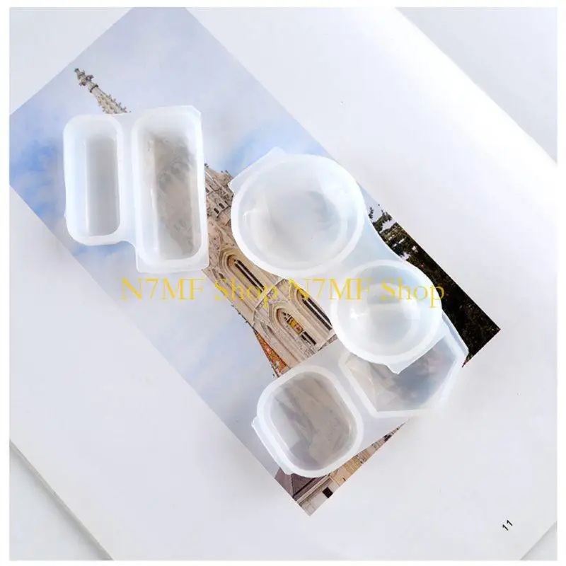 N7MF Glossy Silicone Mold with Orgonite Sticker Geometry Epoxy Resin Mold DIY