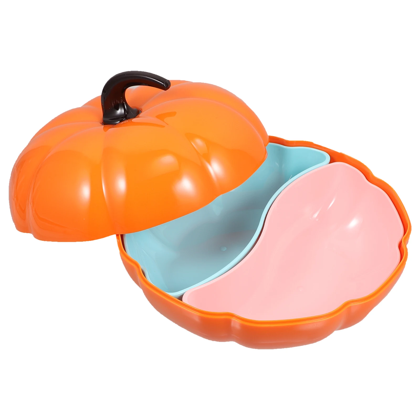 

1pc Pumpkin Shaped Snack Tray Dried Fruit Plate Multi-Functional Candy Box Gift Storage Container Orange Home Decoration Party