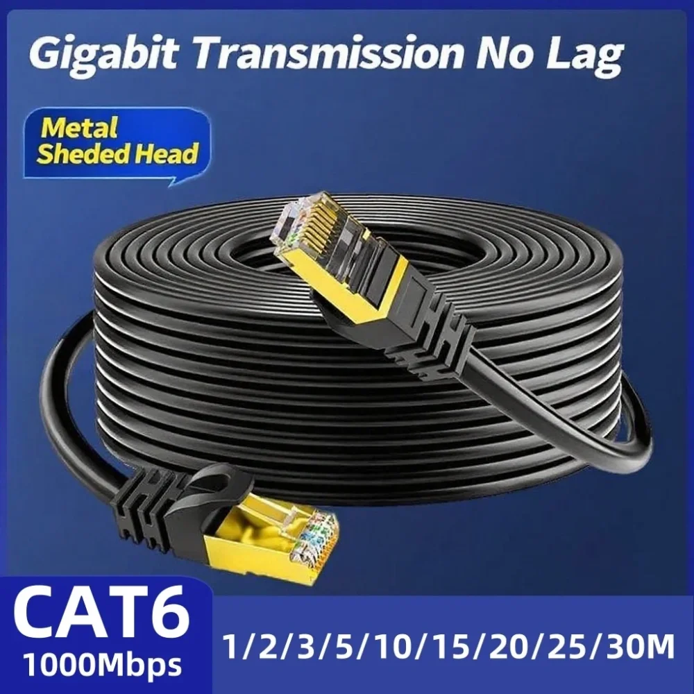 Câble Ethernet Cat 6, réseau LAN, câble réseau Cat6 RJ45, vitesse de réseau 10 Gbps, 1000 MHz, 26 AWG, 1 m, 2 m, 3 m, 5 m, 10 m, 20 m, 30 m, pour routeur, modem