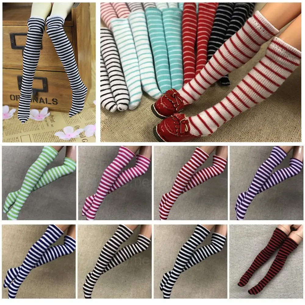 1 Pair Fashion Children  Girl DIY 's Clothes Accessories 1/6  Stockings Christmas Gift Stripe Socks