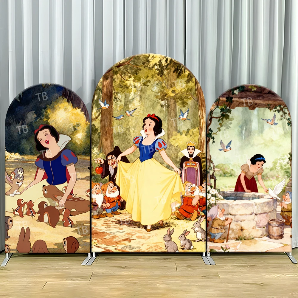 

TB Christmas Disney Snow White Theme Arch Backdrop Cover for Girls Birthday Party Decor Photo Background Wall Baby Shower Props
