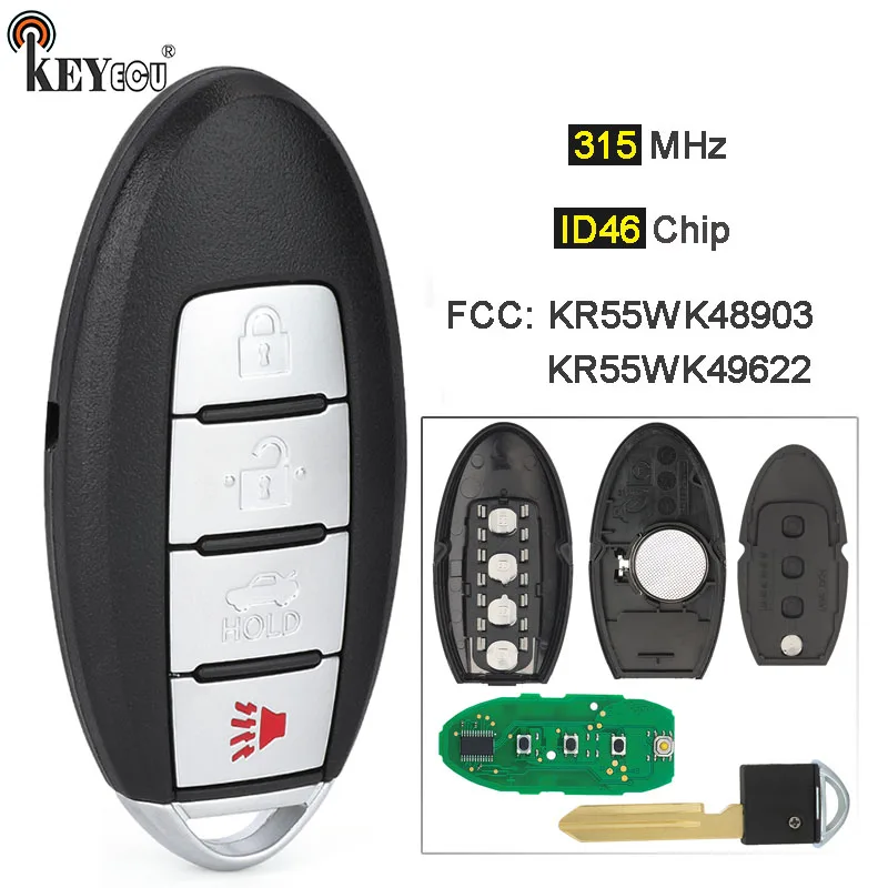 

Чип KEYECU 315 МГц ID46 KR55WK49622 KR55WK48903, дистанционный брелок без ключа для Nissan Altima Altima Maxima Murano CrossCabriolet