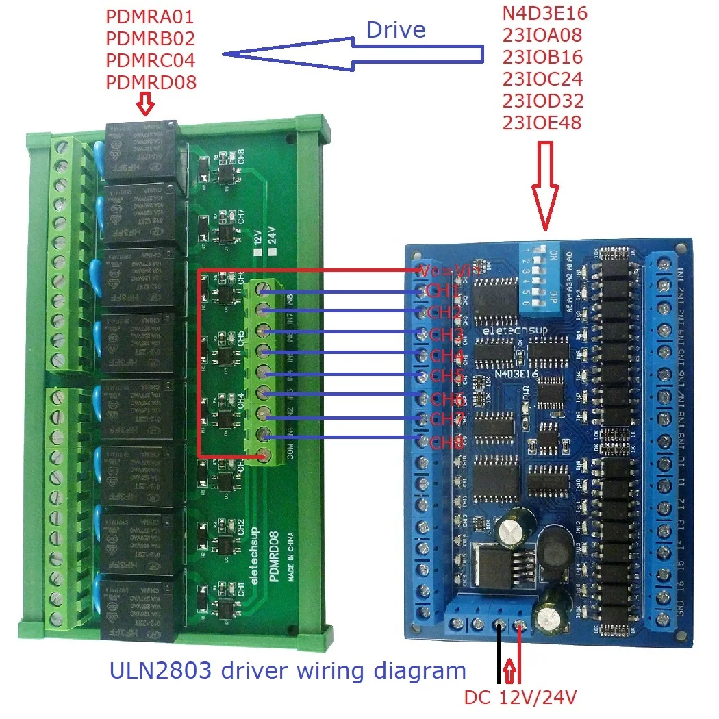 8CH Digital IO Amplifier Relay Module 12V 24V DC NPN PNP 10A for PLC RS485 PTZ Control System - Electronic Component