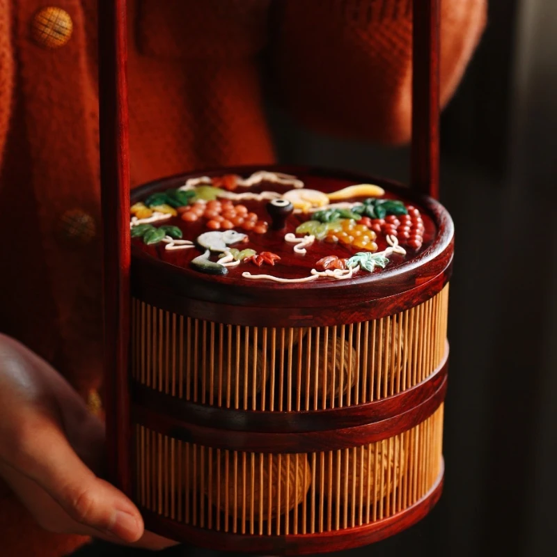 

Indian small-leaved red sandalwood, 100 treasures, inlaid baskets, Chinese dim sum, dried fruits, mahogany