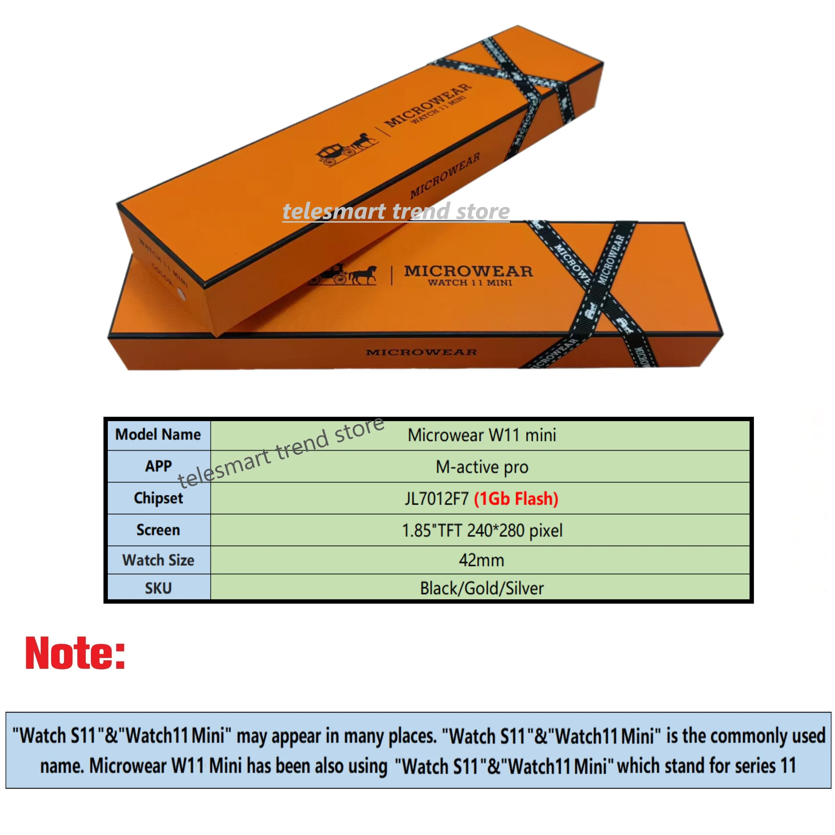 

Official W11 Mini Smart Watch 11 Mini 42 mm High-resolution Screen Micro Wear Seires 11 Mini Smartwatch With 2 Straps for Ladies