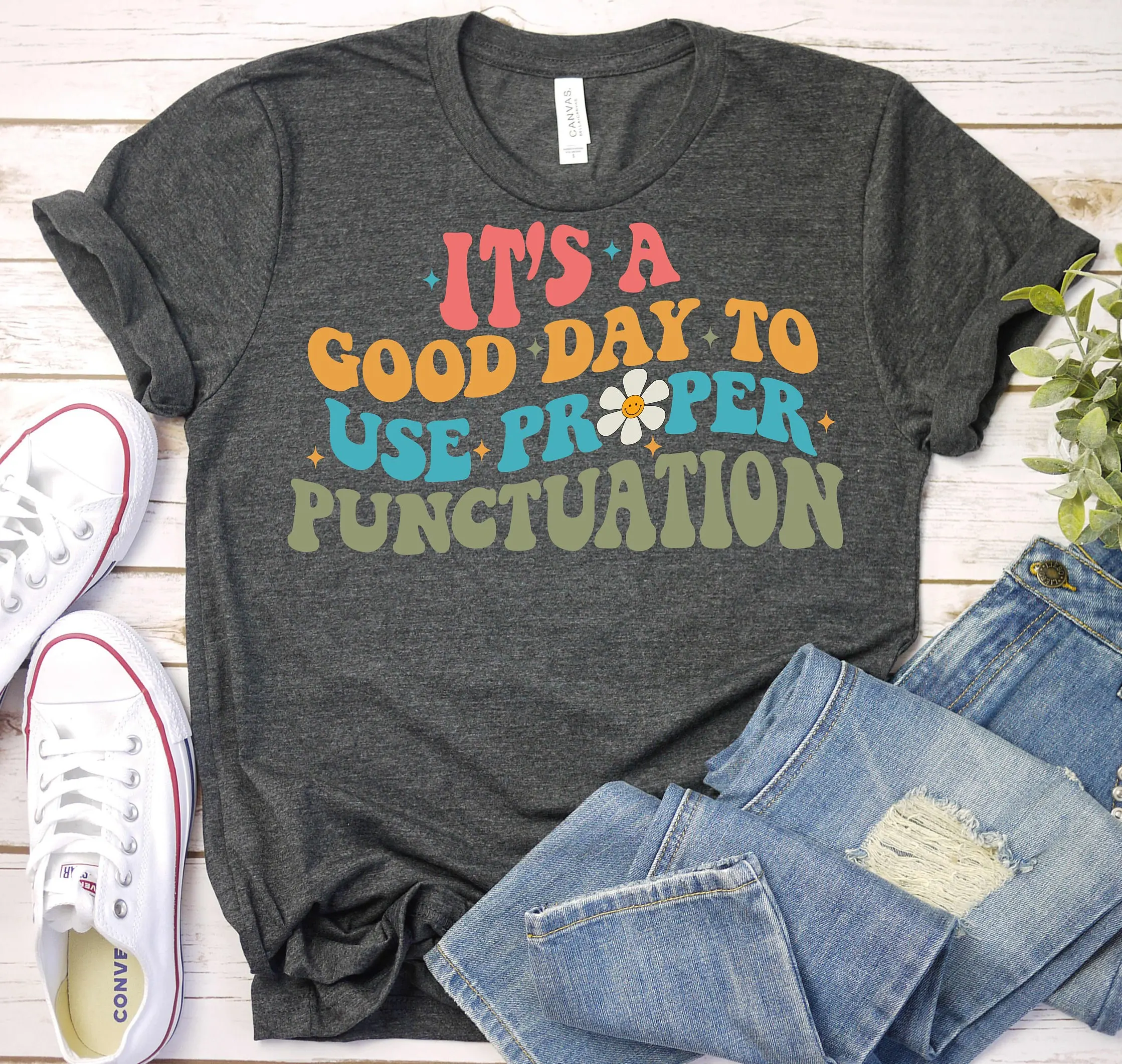 Grammar Teacher T Shirt Punctuation English 100 Day Of School Lover Groovy